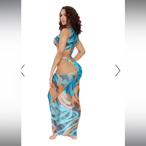 Icon Swim mixed signals blue abstract bikini + cover up - Picture 3 of 6